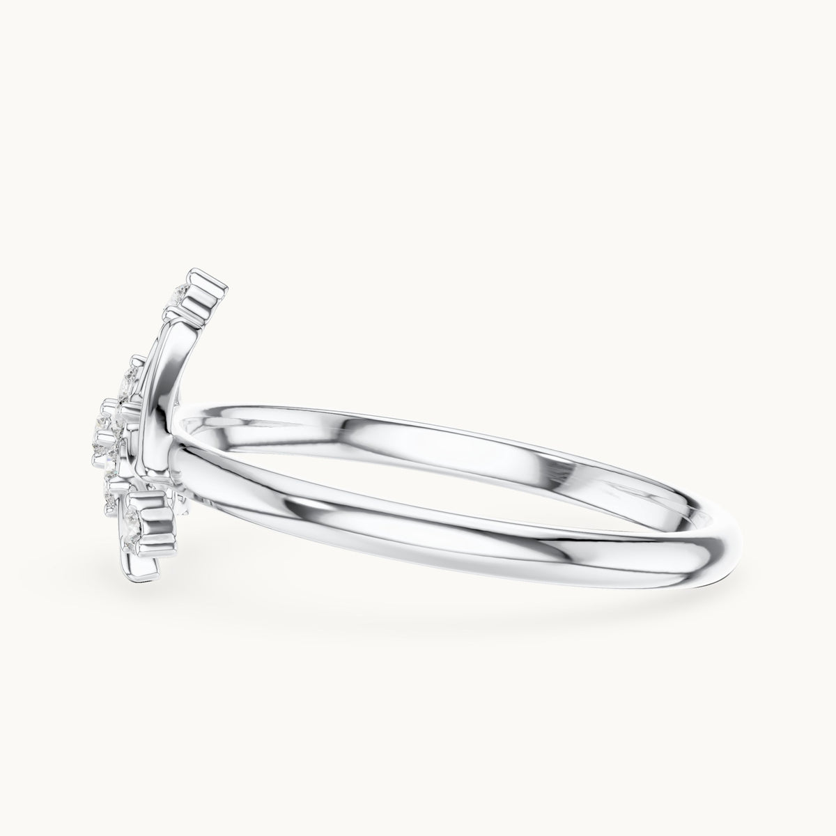 Round lab-grown diamond art deco cluster ring in white gold, 0.084 CT TW, view 3
