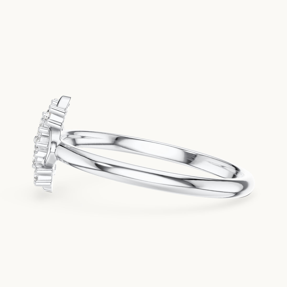 Round lab-grown diamond quatrefoil outline cluster ring in white gold, 0.064 CT TW, view 3