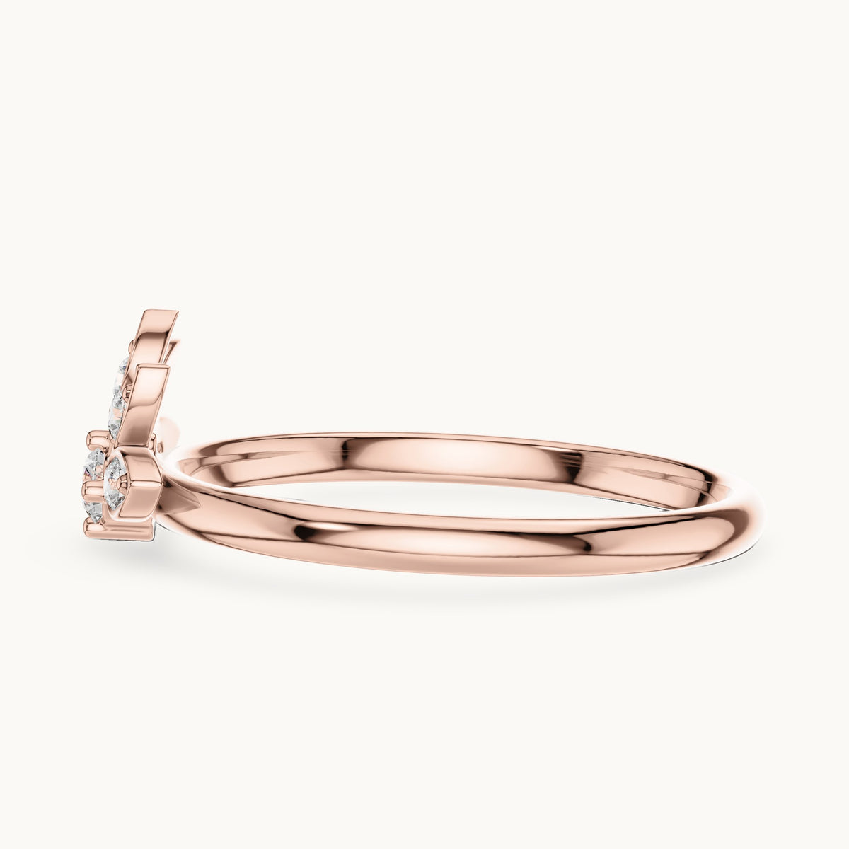 Round lab-grown diamond lotus ring in rose gold, 0.095 CT TW, view 3
