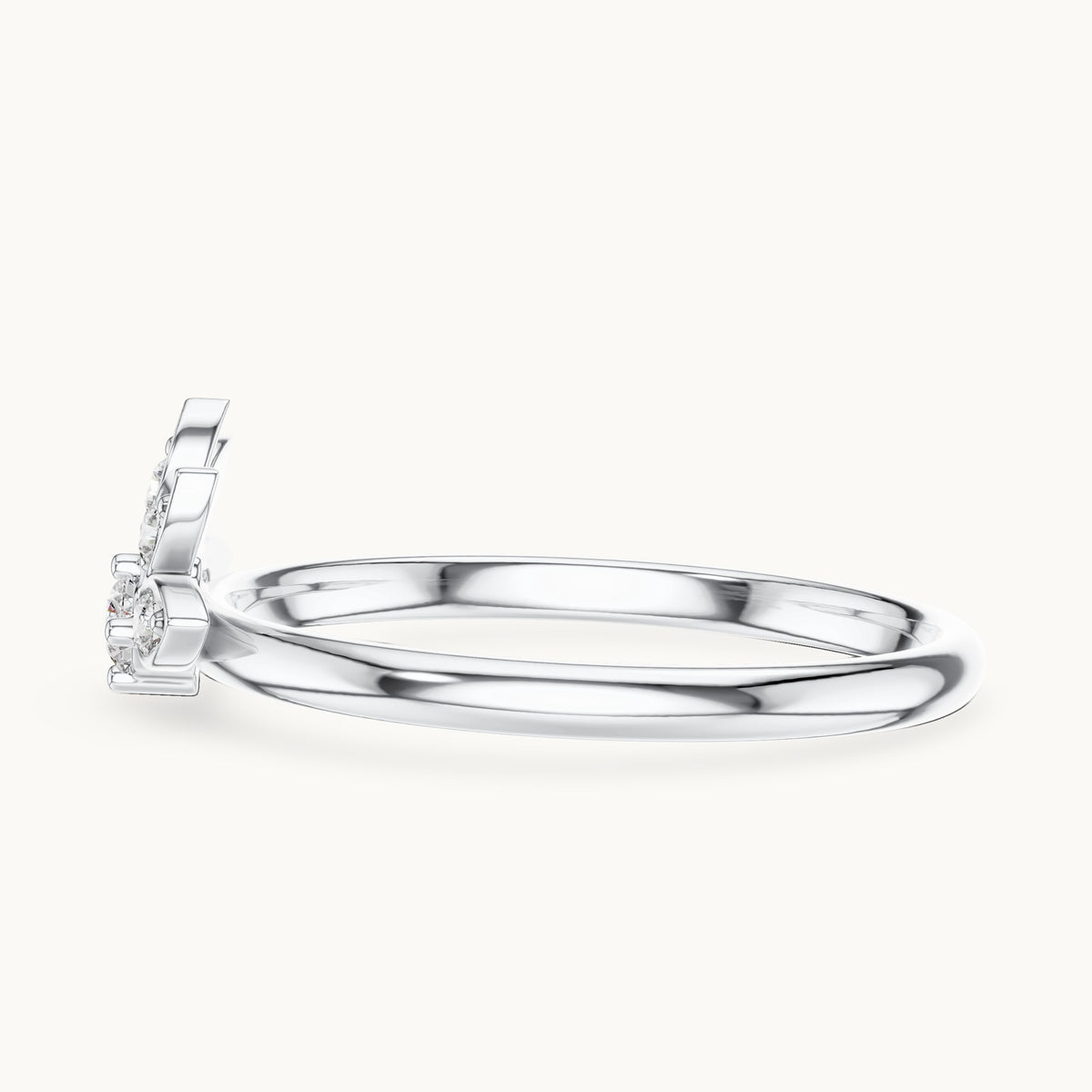 Round lab-grown diamond lotus ring in white gold, 0.095 CT TW, view 3