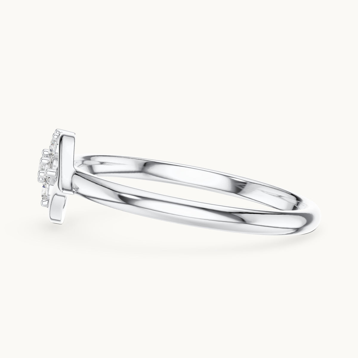 Round lab-grown diamond heart swirl cluster ring in white gold, 0.105 CT TW, view 3