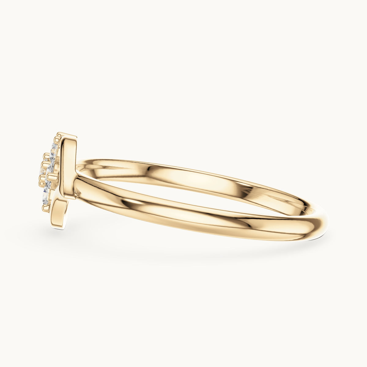 Round lab-grown diamond heart swirl cluster ring in yellow gold, 0.105 CT TW, view 3
