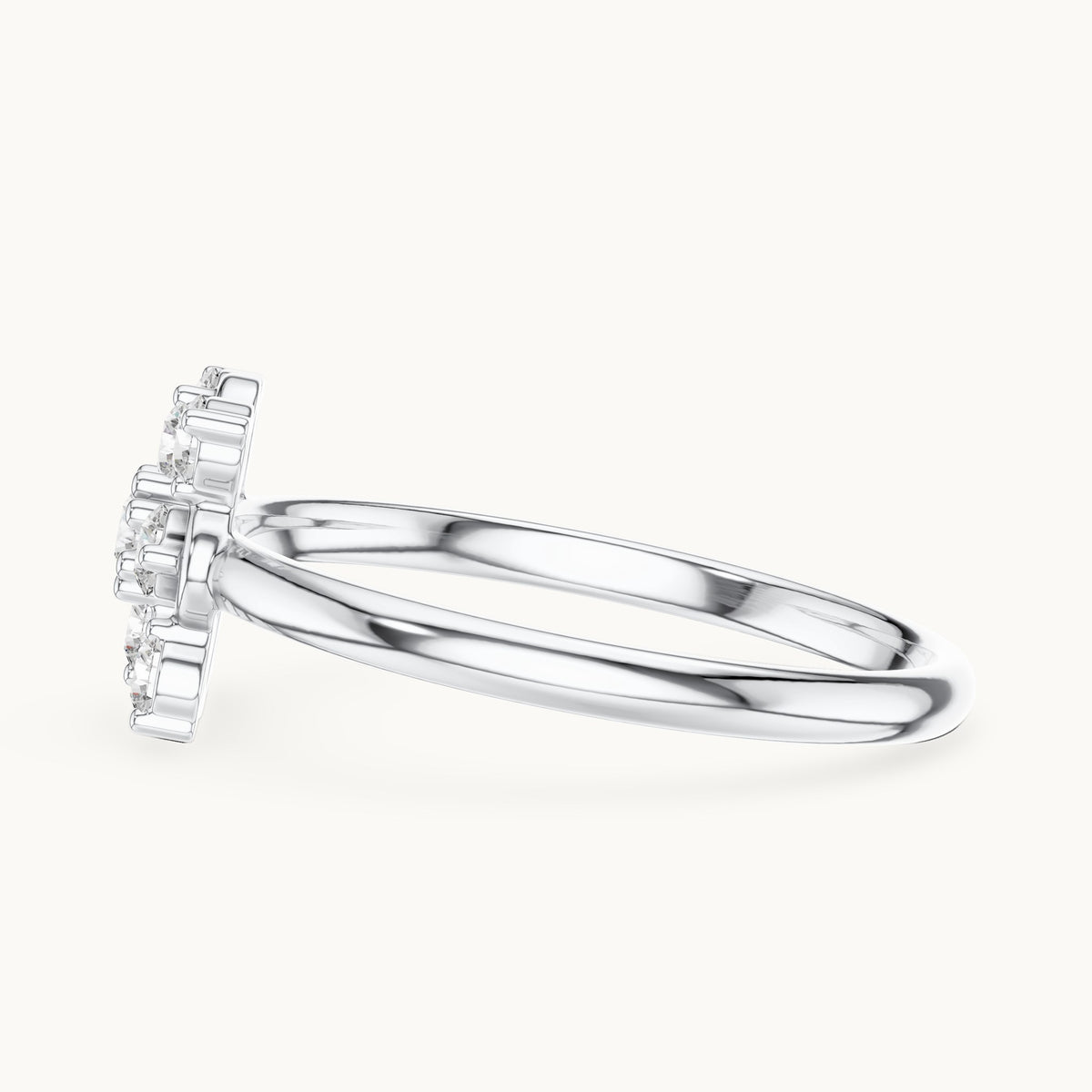 Round lab-grown diamond nine-stone flower cluster ring in white gold, 0.195 CT TW, view 3