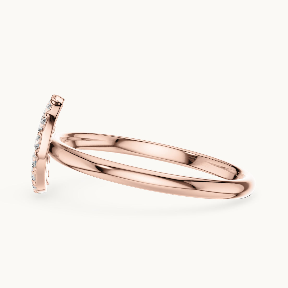 Round lab-grown diamond double crescent ring in rose gold, 0.112 CT TW, view 3