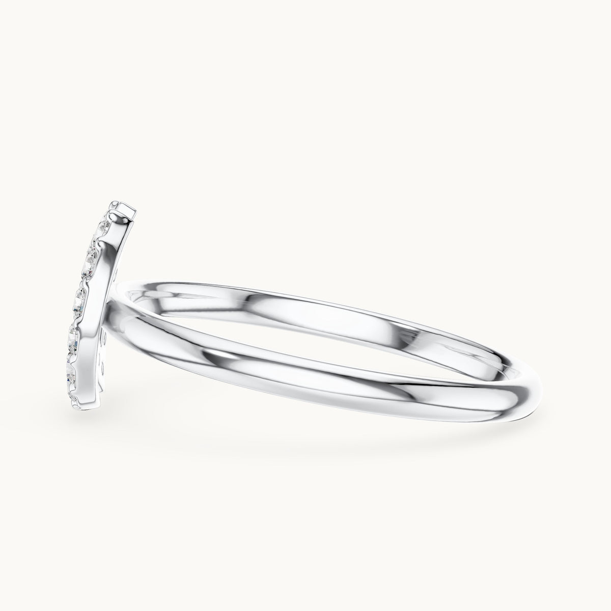 Round lab-grown diamond double crescent ring in white gold, 0.112 CT TW, view 3