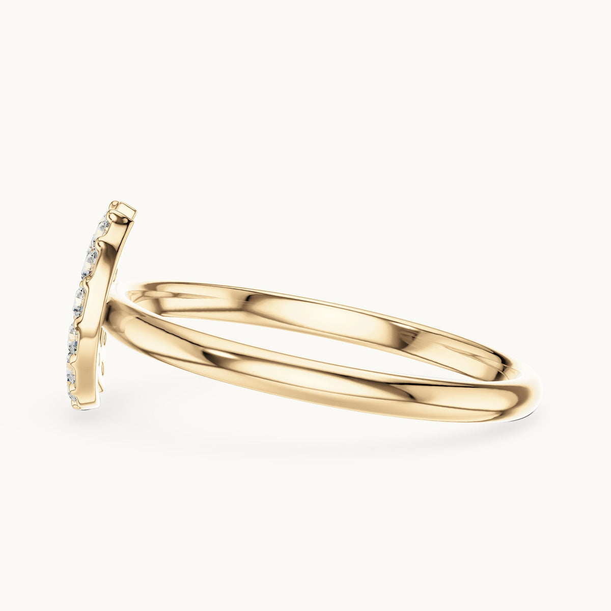 Round lab-grown diamond double crescent ring in yellow gold, 0.112 CT TW, view 3