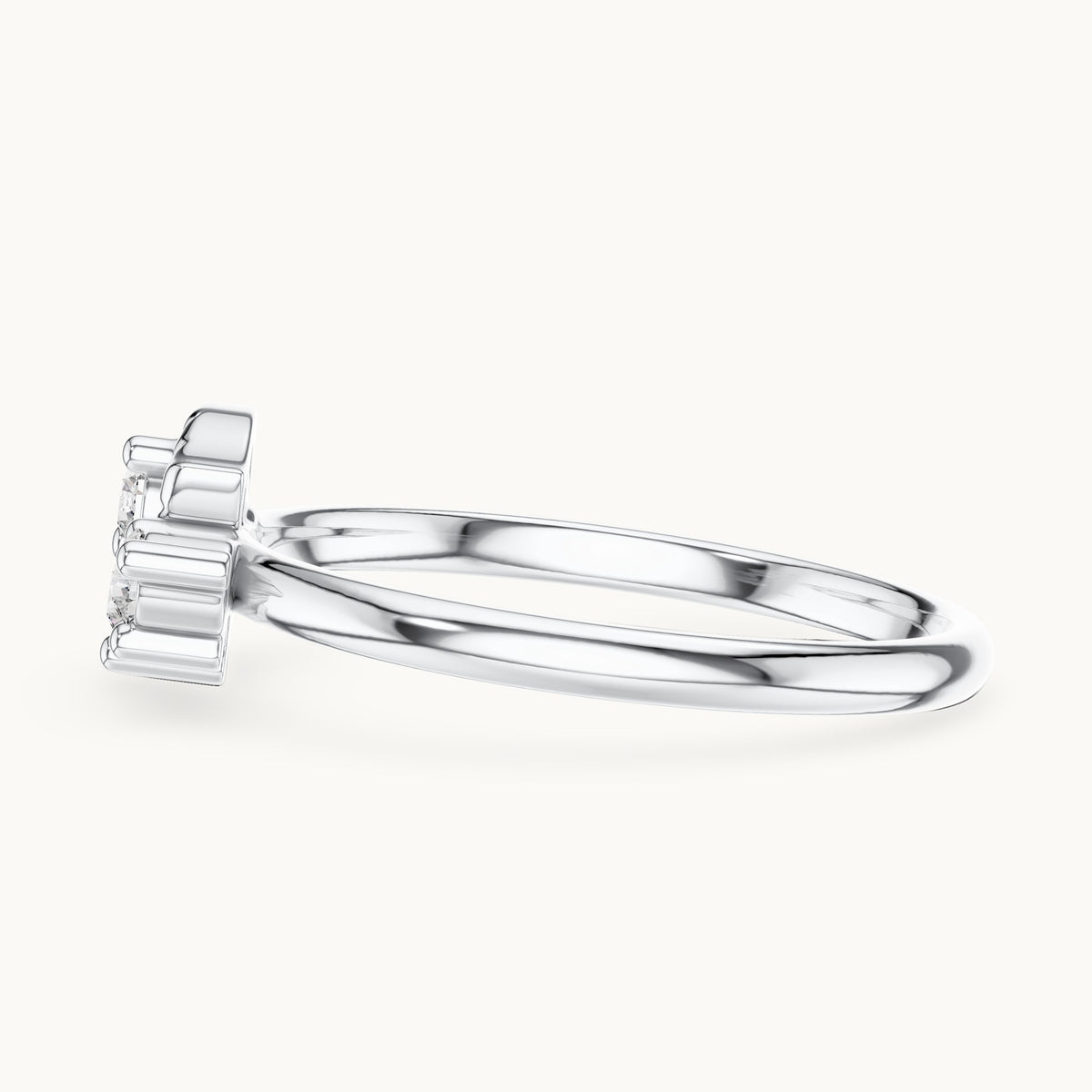 Round lab-grown diamond four-stone leaf swirl ring in white gold, 0.12 CT TW, view 3