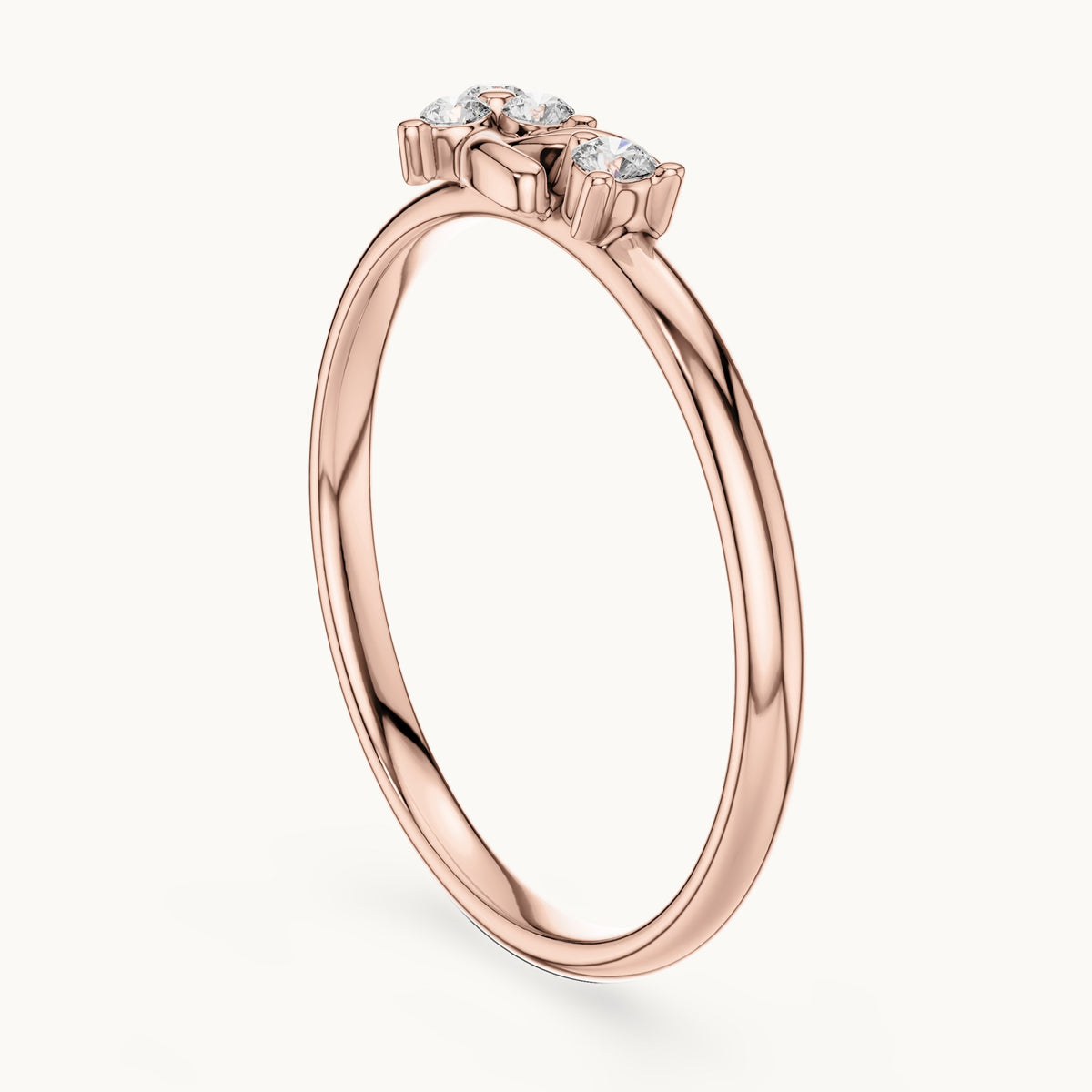 Round lab-grown diamond four-stone vine ring in rose gold, 0.044 CT TW, view 1