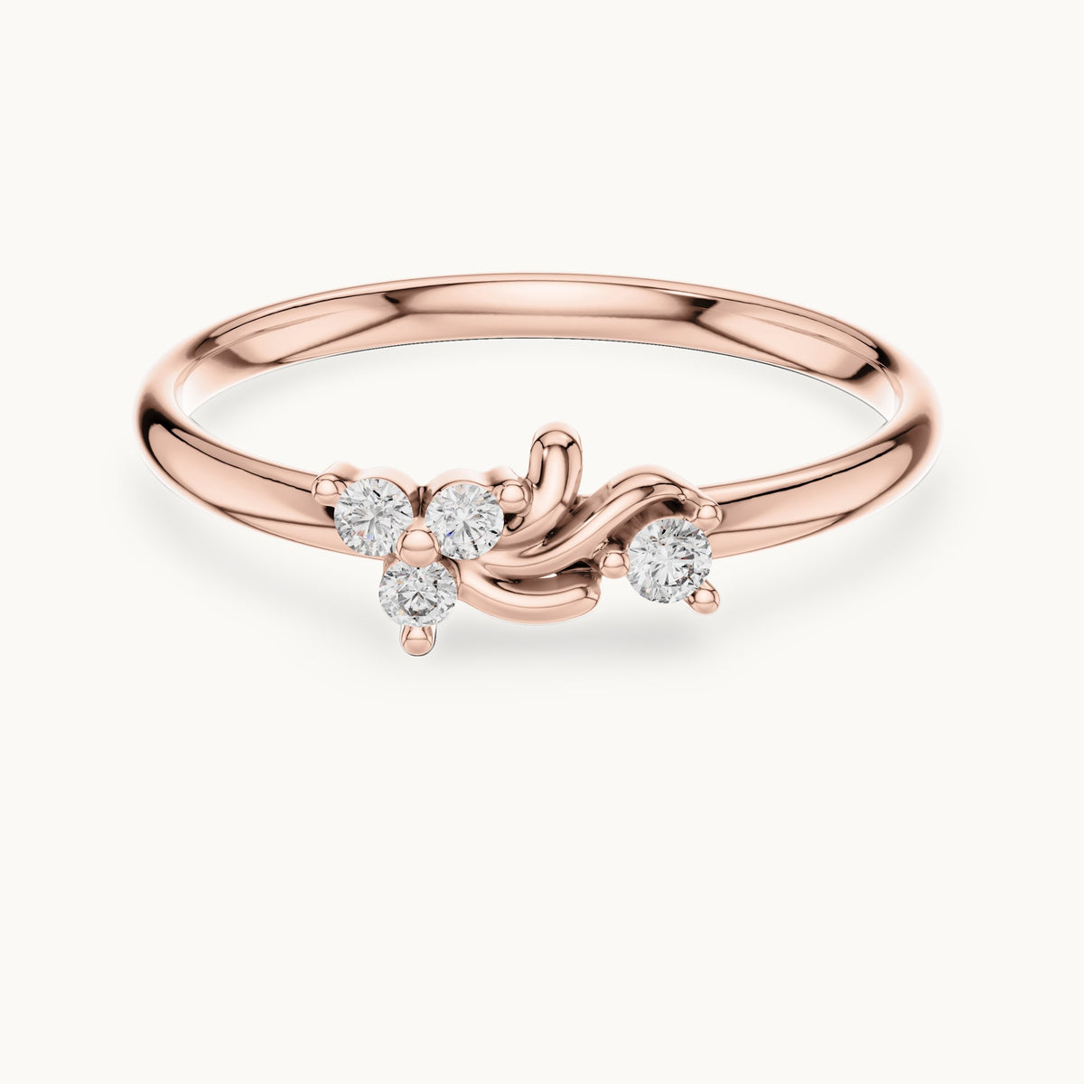 Round lab-grown diamond four-stone vine ring in rose gold, 0.044 CT TW, view 4