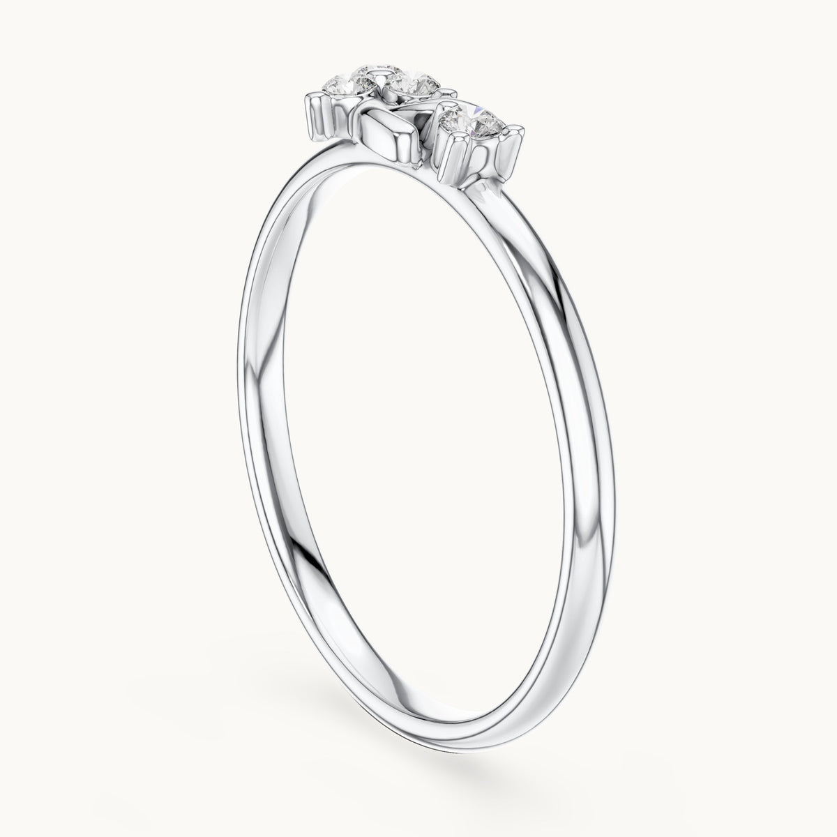 Round lab-grown diamond four-stone vine ring in white gold, 0.044 CT TW, view 1