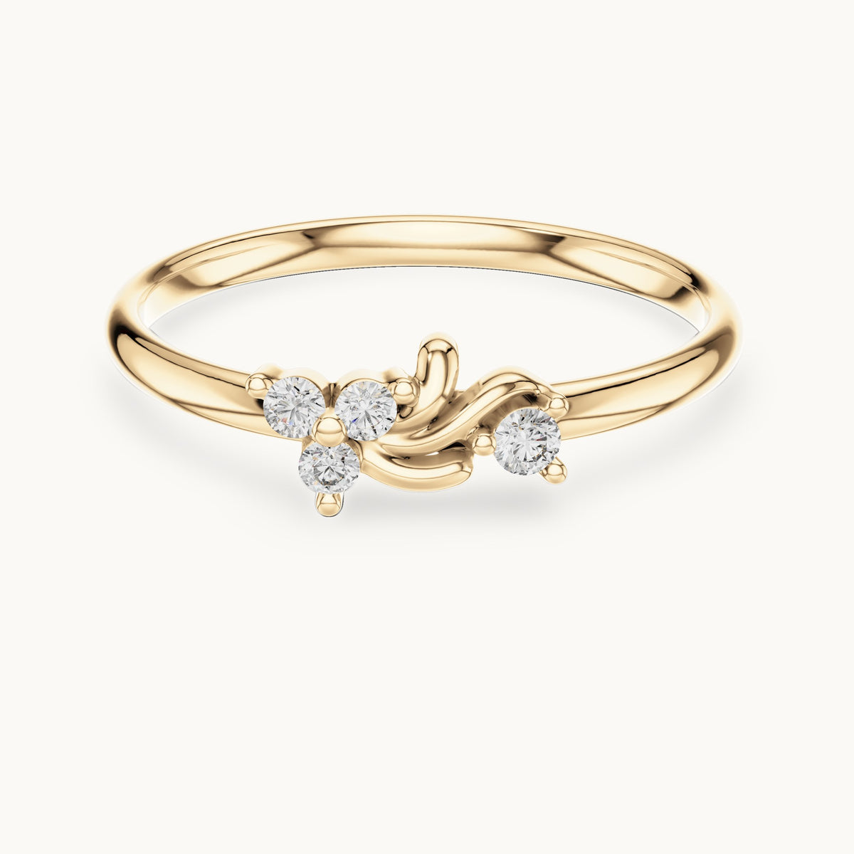 Round lab-grown diamond four-stone vine ring in yellow gold, 0.044 CT TW, view 4