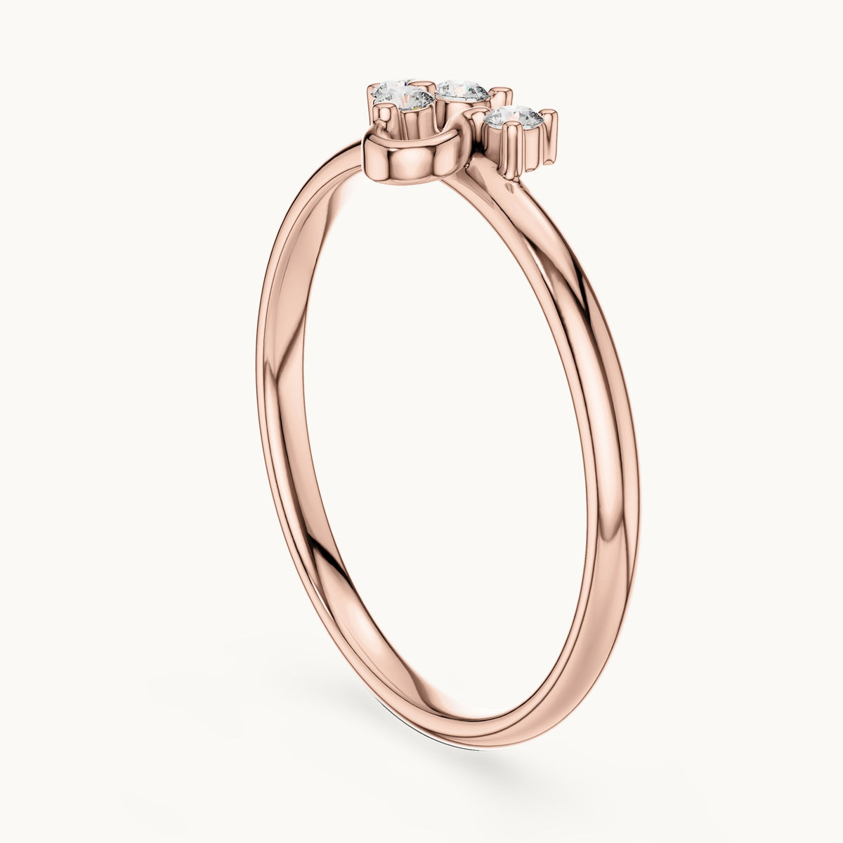 Round lab-grown diamond petite swirl accent ring in rose gold, 0.054 CT TW, view 1
