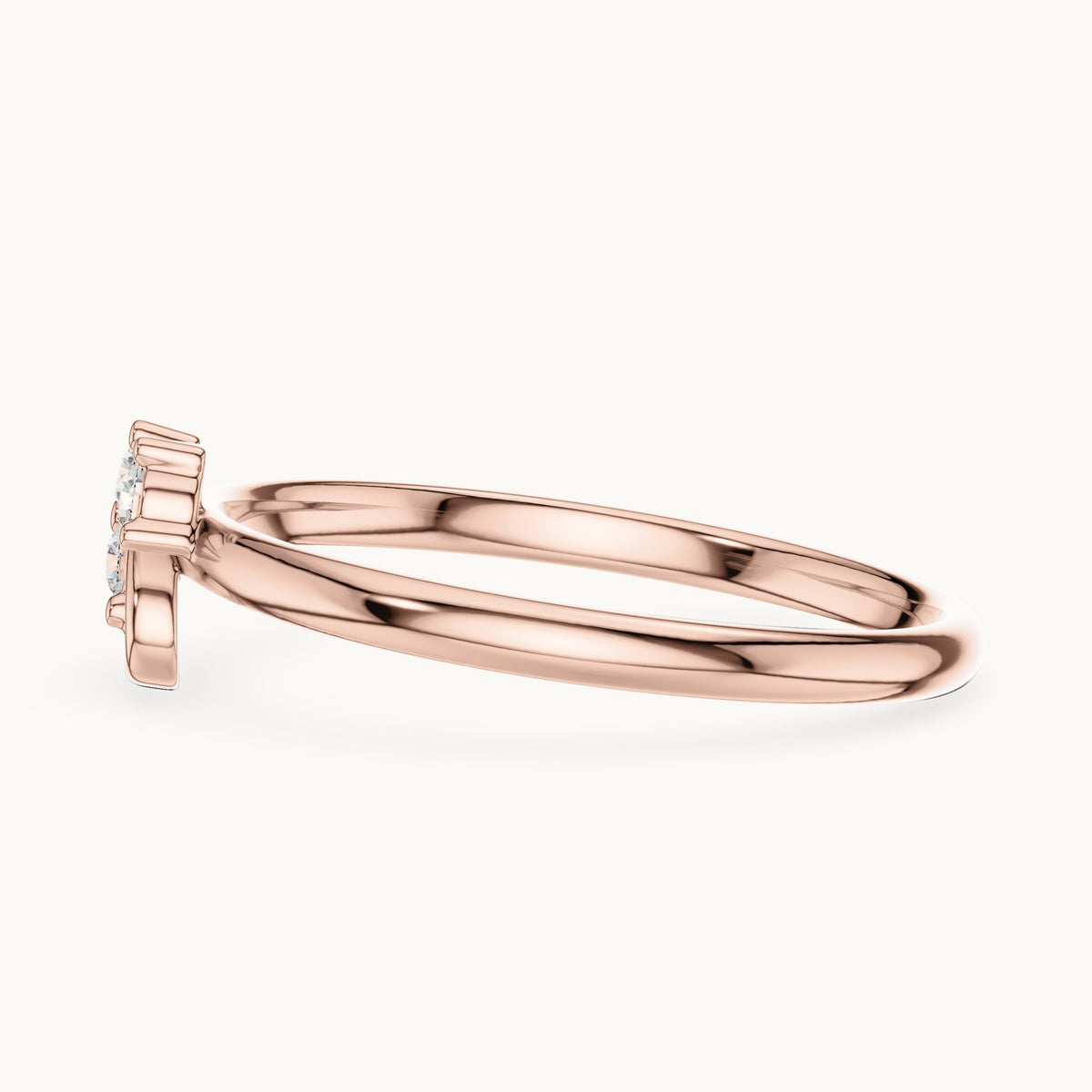 Round lab-grown diamond petite swirl accent ring in rose gold, 0.054 CT TW, view 3