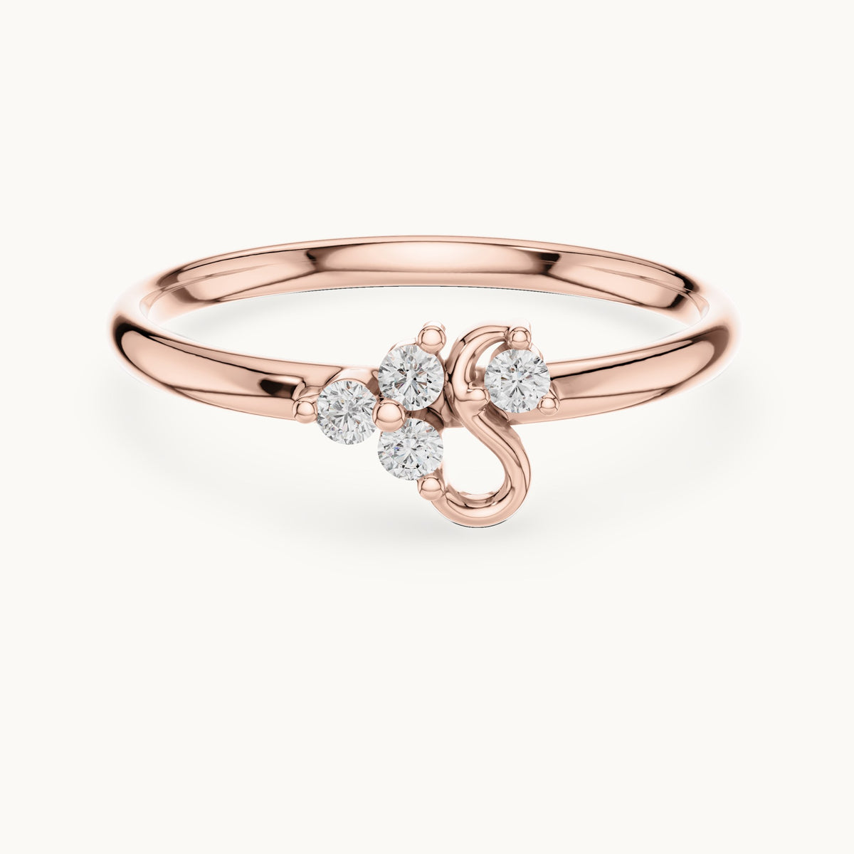 Round lab-grown diamond petite swirl accent ring in rose gold, 0.054 CT TW, view 4