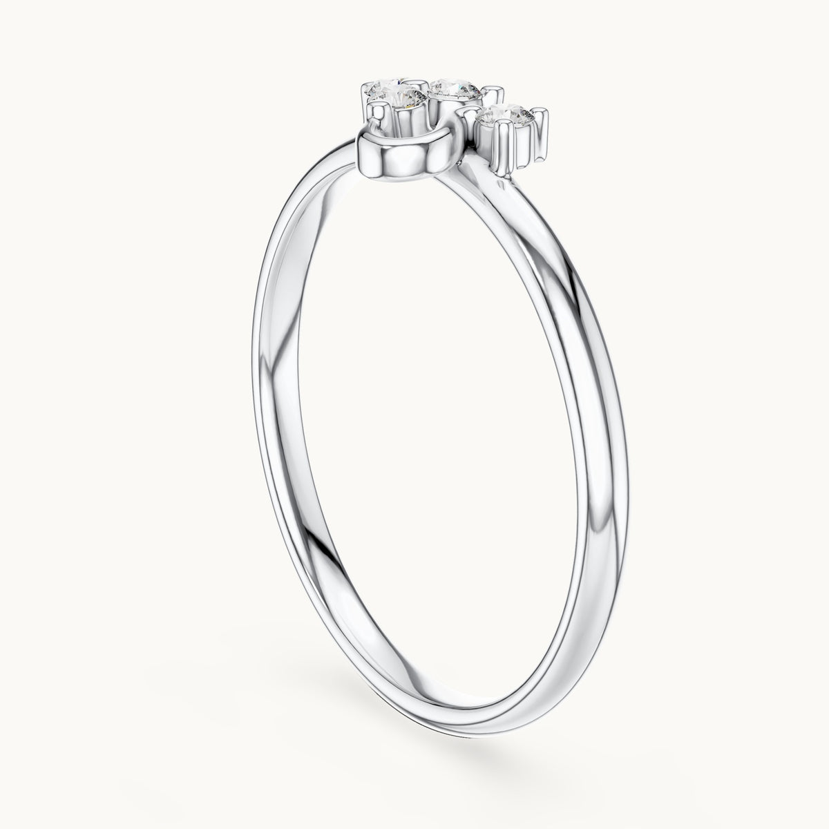 Round lab-grown diamond petite swirl accent ring in white gold, 0.054 CT TW, view 1