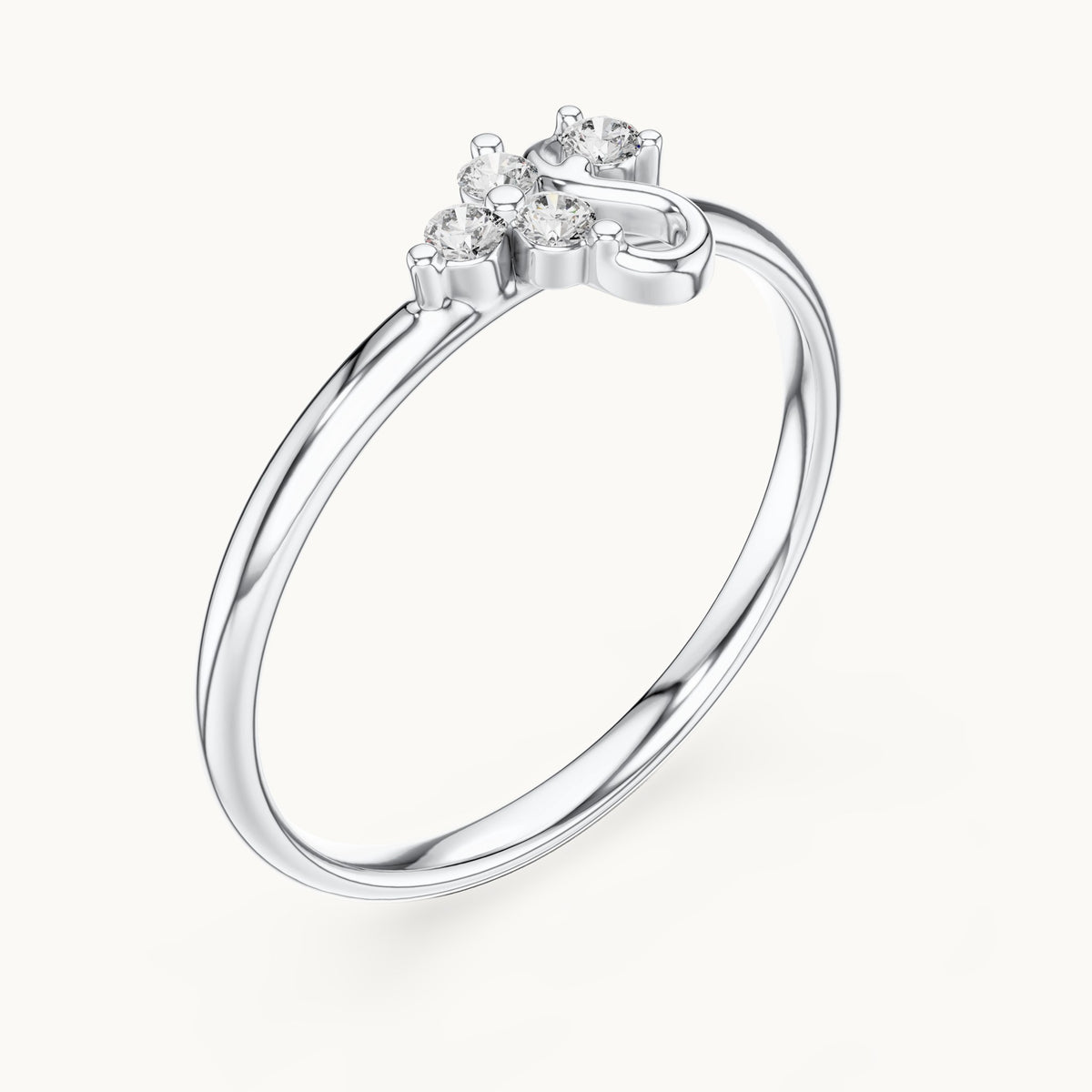 Round lab-grown diamond petite swirl accent ring in white gold, 0.054 CT TW, view 2