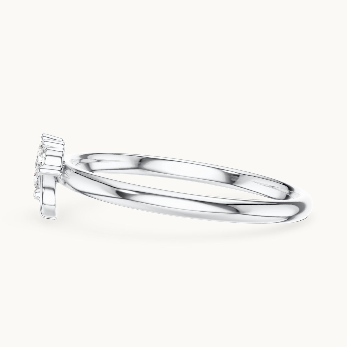 Round lab-grown diamond petite swirl accent ring in white gold, 0.054 CT TW, view 3