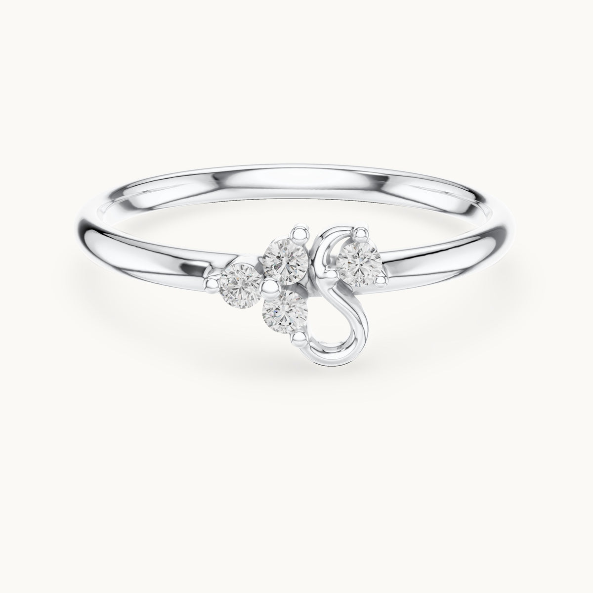 Round lab-grown diamond petite swirl accent ring in white gold, 0.054 CT TW, view 4
