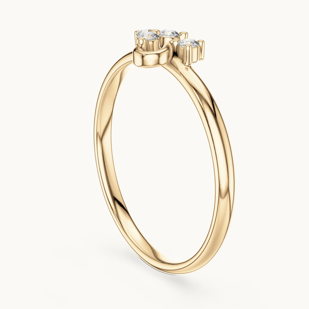 Round lab-grown diamond petite swirl accent ring in yellow gold, 0.054 CT TW, view 1