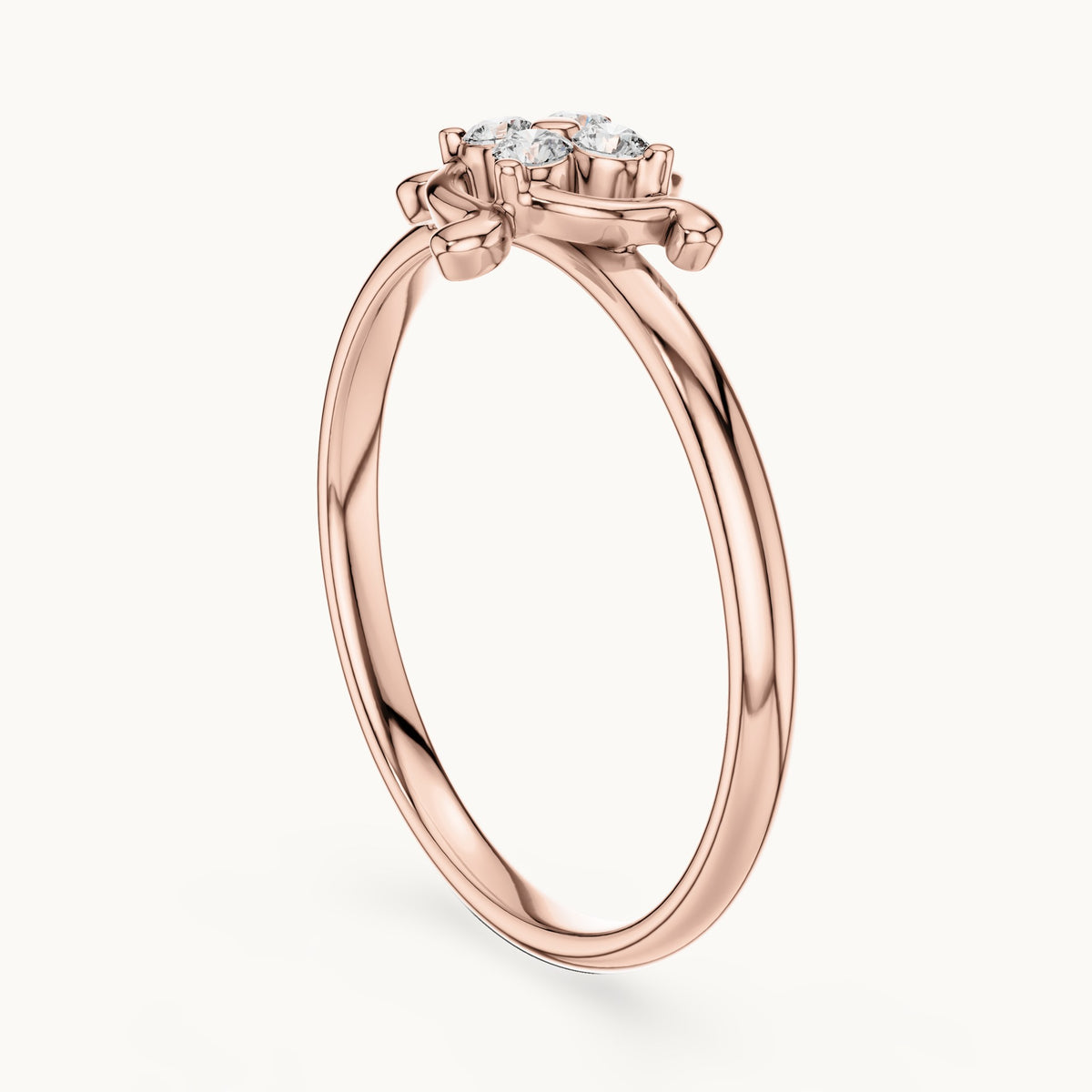 Round lab-grown diamond four-stone pinwheel ring in rose gold, 0.064 CT TW, view 1
