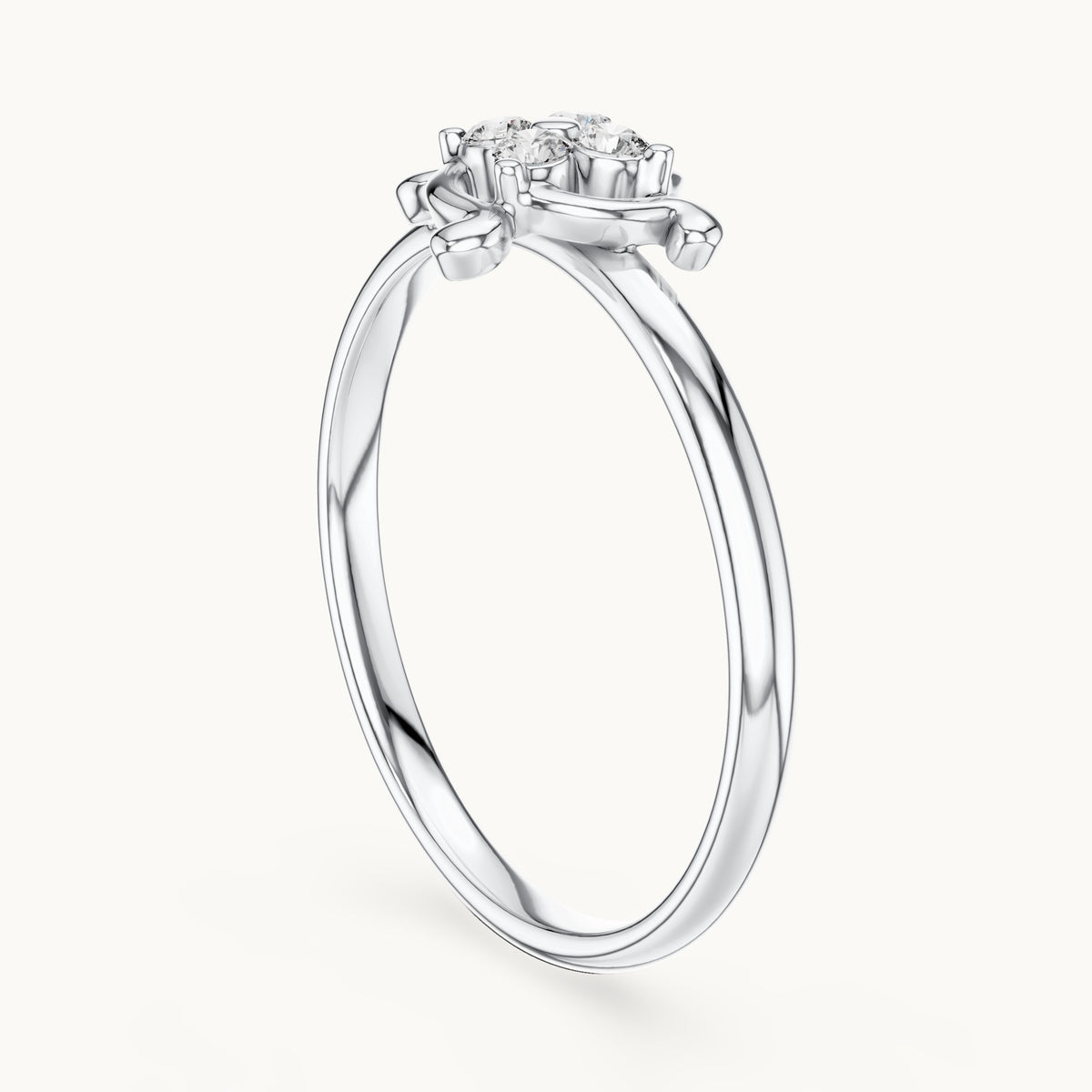Round lab-grown diamond four-stone pinwheel ring in white gold, 0.064 CT TW, view 1