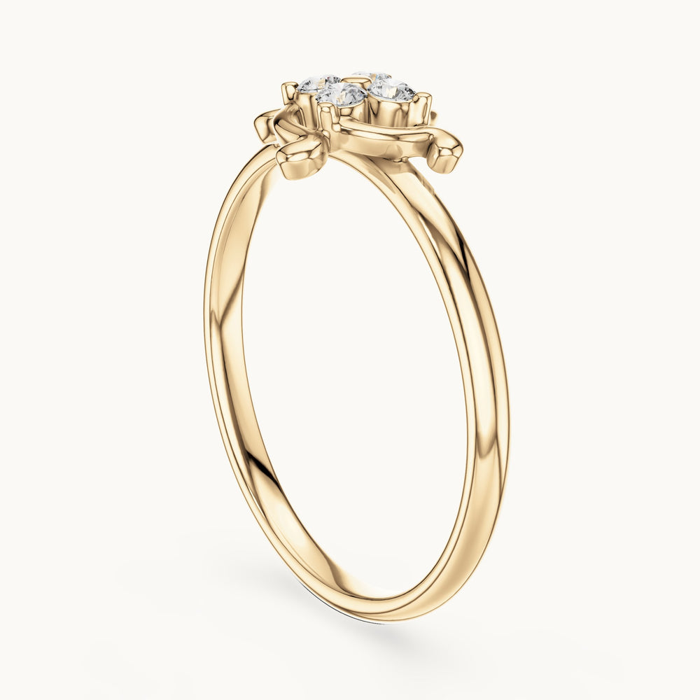 Round lab-grown diamond four-stone pinwheel ring in yellow gold, 0.064 CT TW, view 1