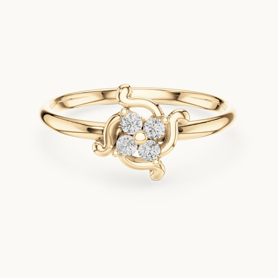 Round lab-grown diamond four-stone pinwheel ring in yellow gold, 0.064 CT TW, view 4