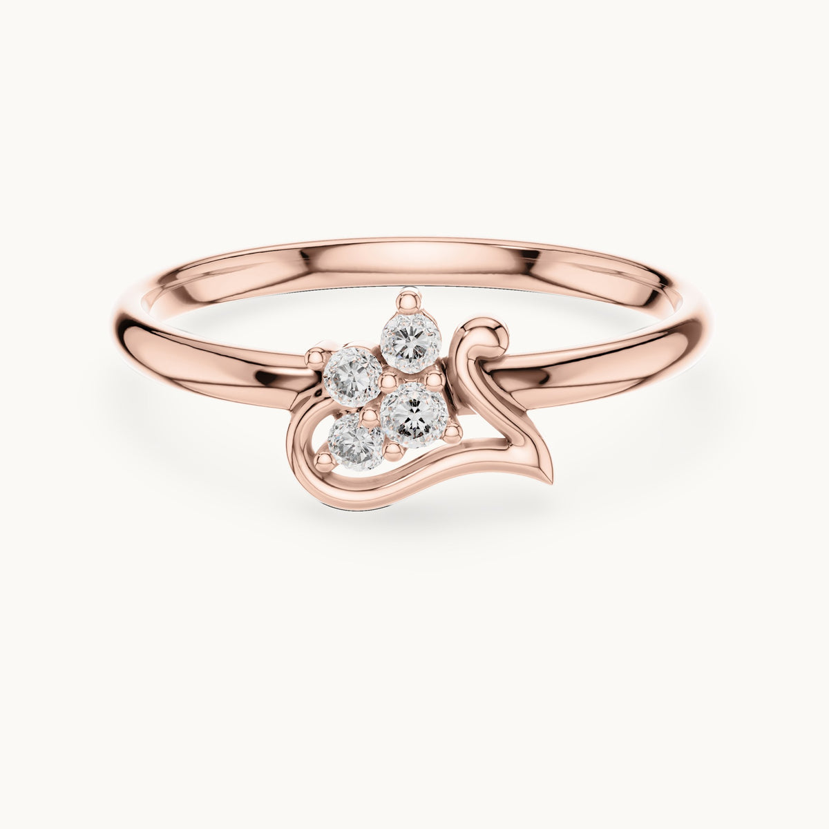 Round lab-grown diamond four-stone paisley ring in rose gold, 0.06 CT TW, view 4