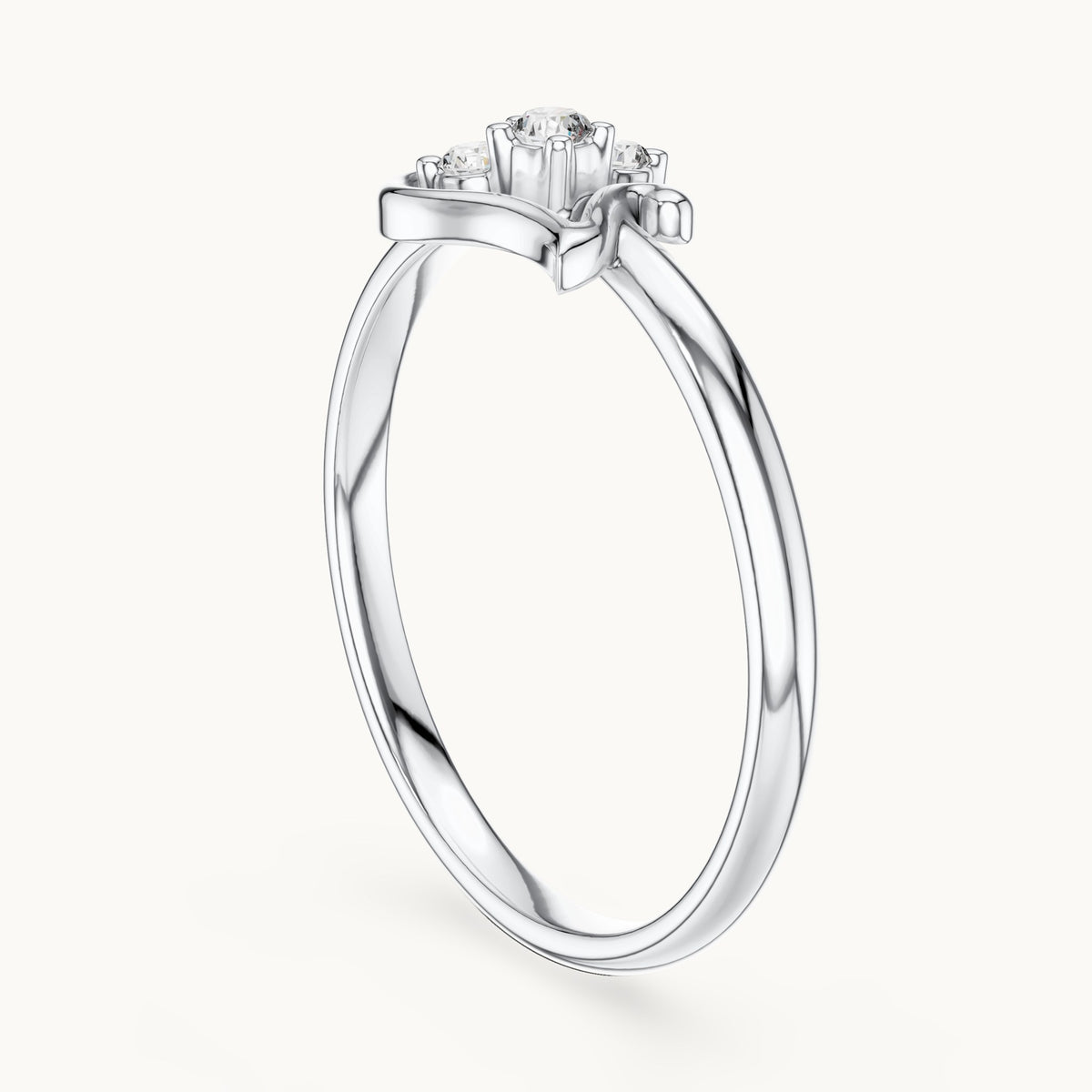 Round lab-grown diamond four-stone paisley ring in white gold, 0.06 CT TW, view 1