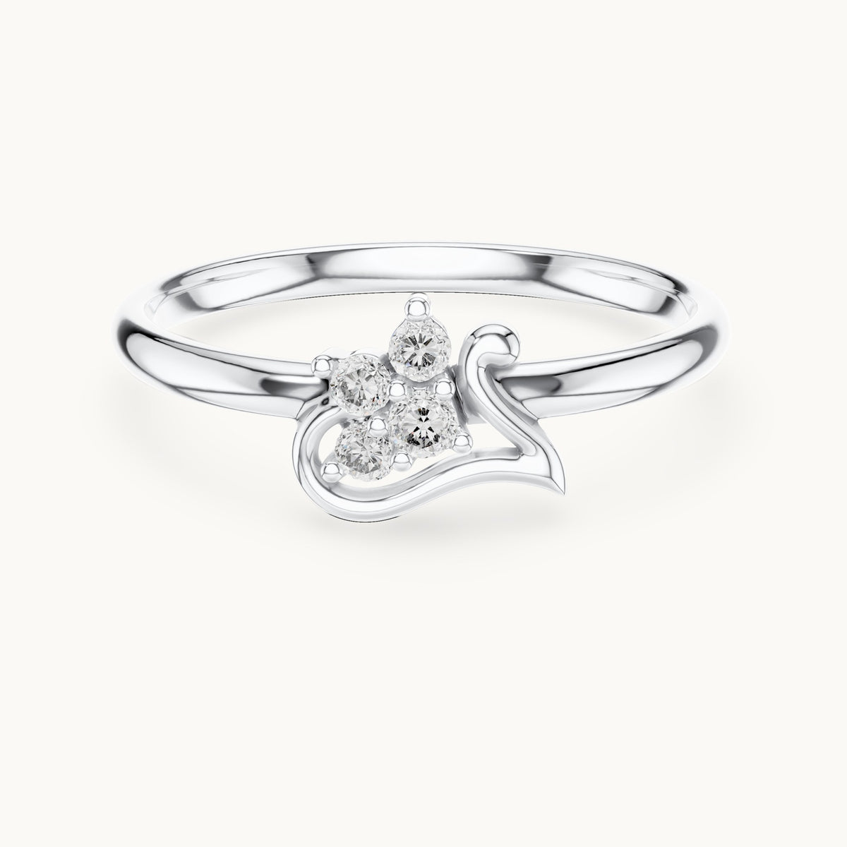 Round lab-grown diamond four-stone paisley ring in white gold, 0.06 CT TW, view 4