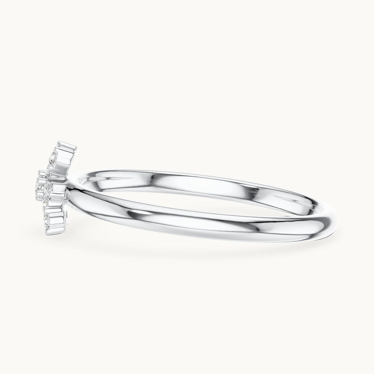 Round lab-grown diamond six-point star flower ring in white gold, 0.068 CT TW, view 3