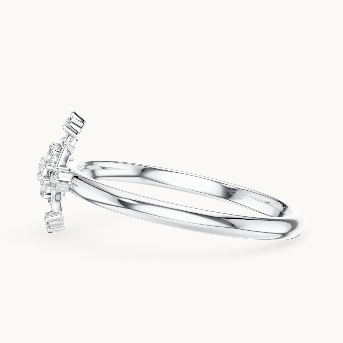Round lab-grown diamond quatrefoil cluster ring in white gold, 0.062 CT TW, view 3