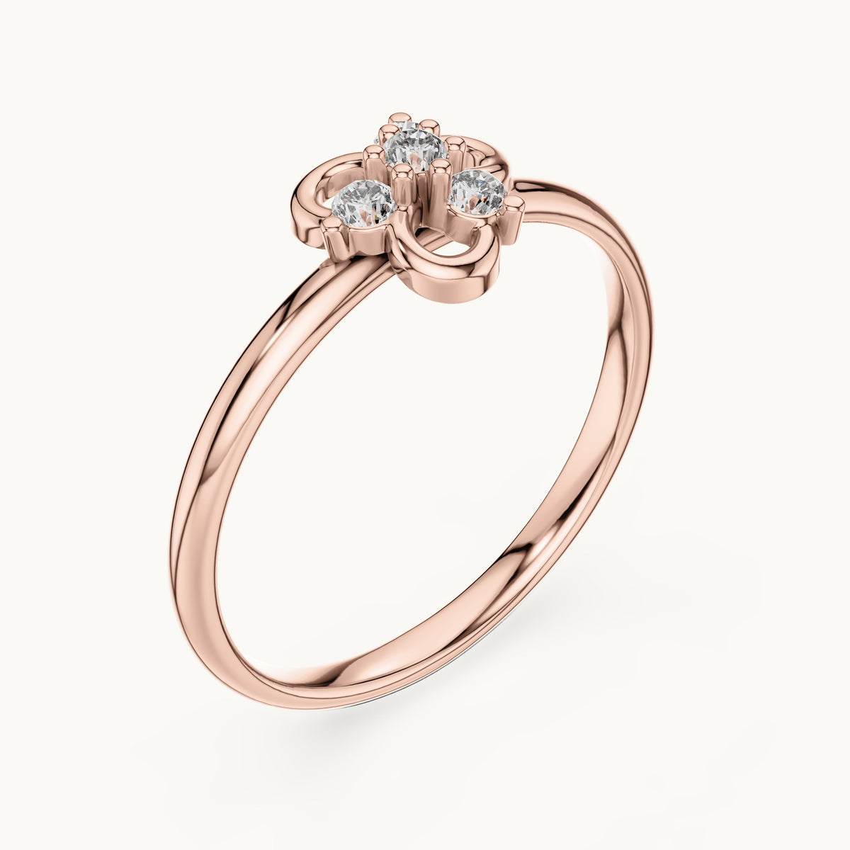 Round lab-grown diamond four-stone knot ring in rose gold, 0.06 CT TW, view 2