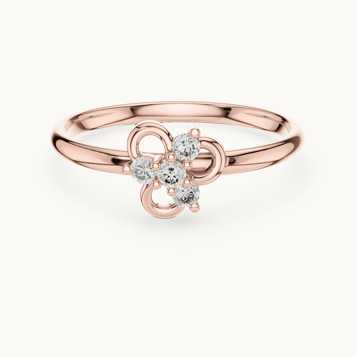 Round lab-grown diamond four-stone knot ring in rose gold, 0.06 CT TW, view 4