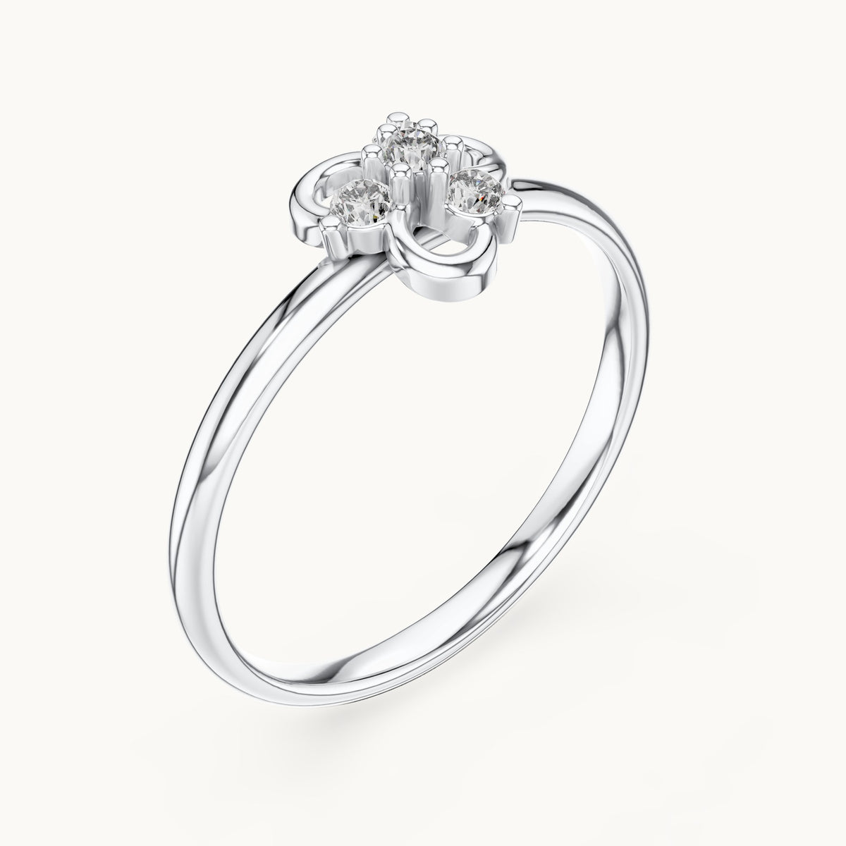 Round lab-grown diamond four-stone knot ring in white gold, 0.06 CT TW, view 2