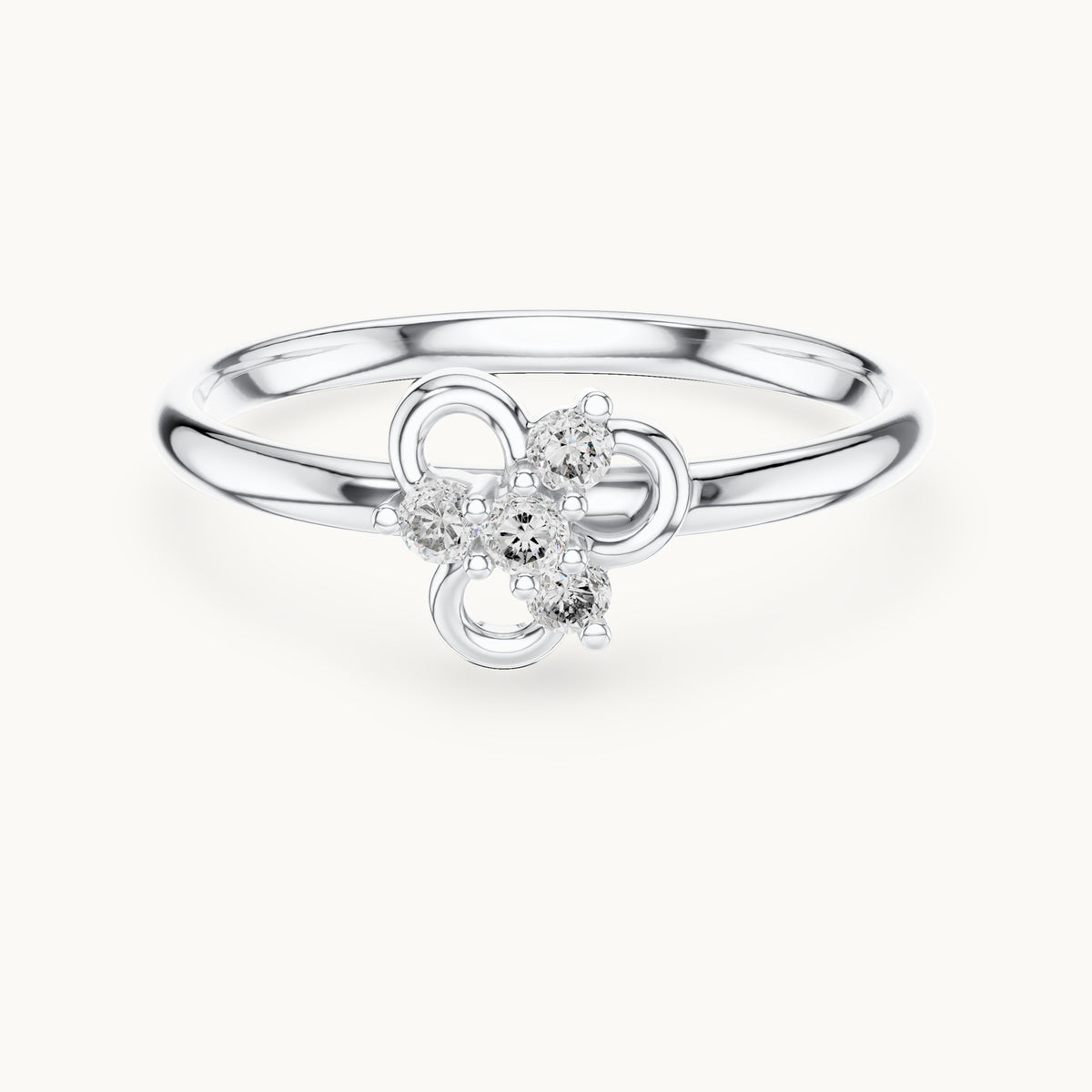 Round lab-grown diamond four-stone knot ring in white gold, 0.06 CT TW, view 4