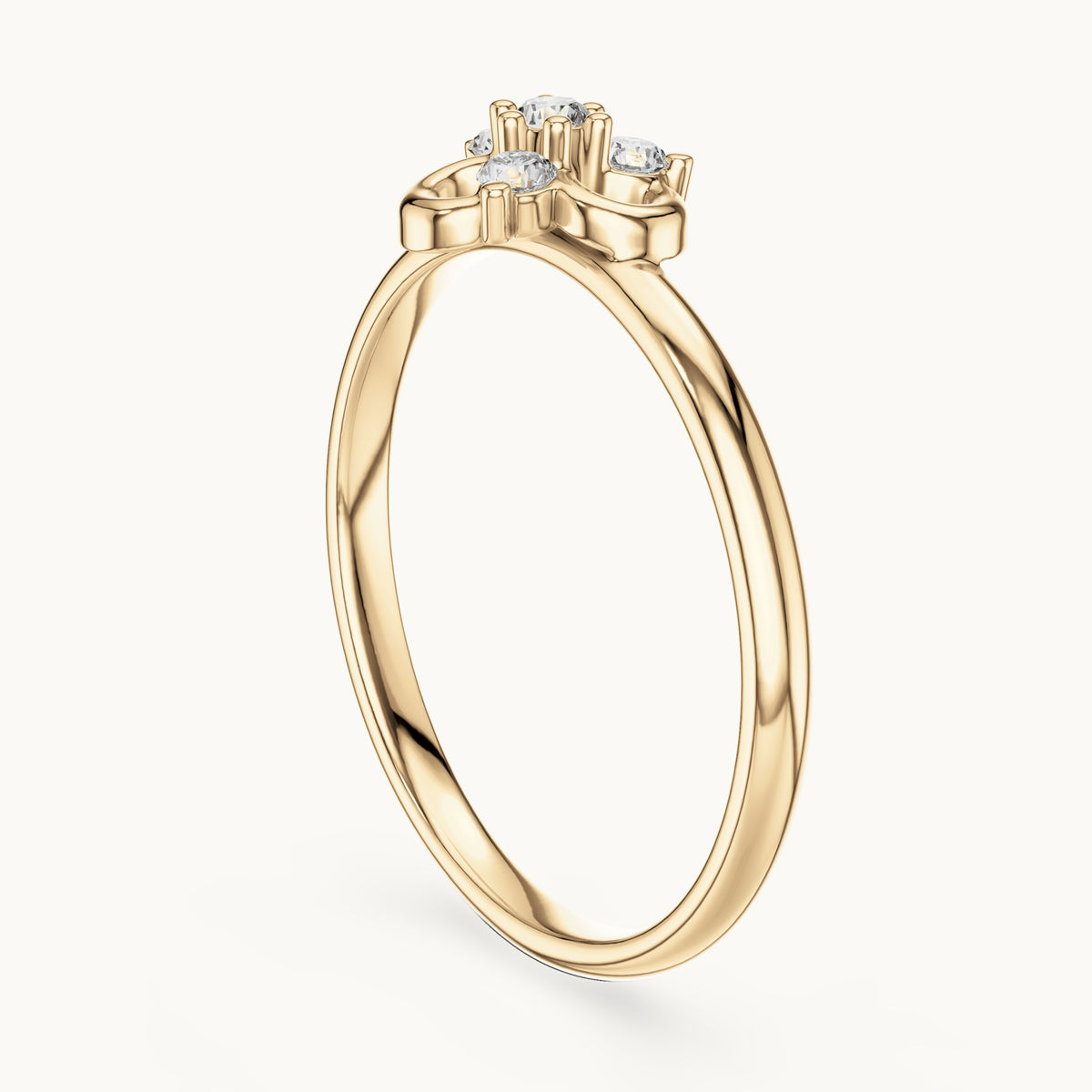 Round lab-grown diamond four-stone knot ring in yellow gold, 0.06 CT TW, view 1