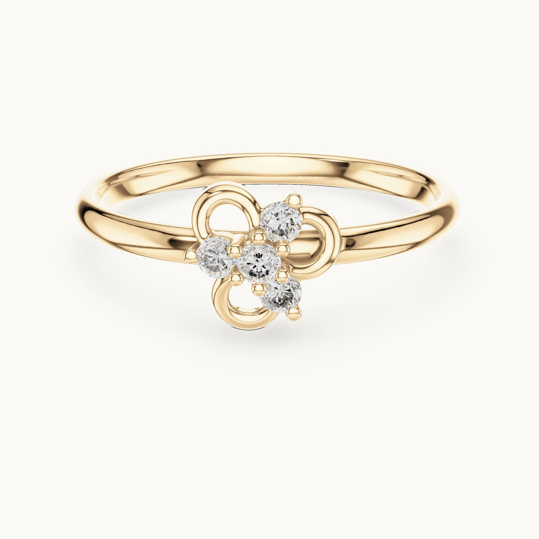 Round lab-grown diamond four-stone knot ring in yellow gold, 0.06 CT TW, view 4