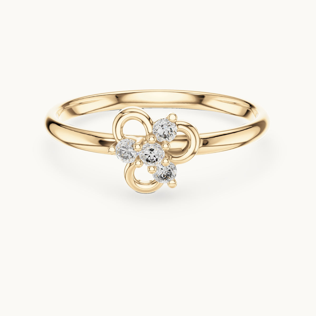 Round lab-grown diamond four-stone knot ring in yellow gold, 0.06 CT TW, view 4