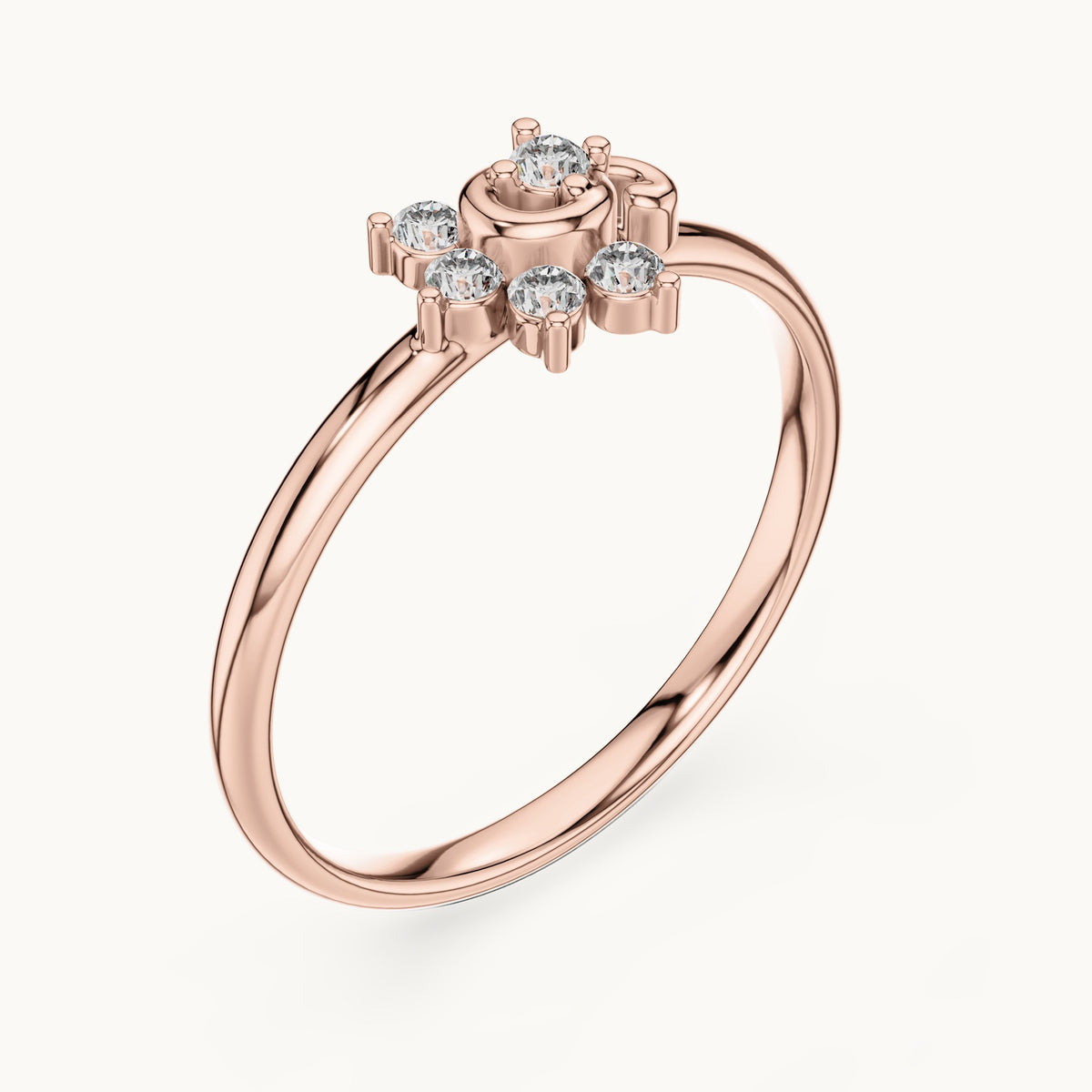 Round lab-grown diamond swirl cluster ring in rose gold, 0.075 CT TW, view 2