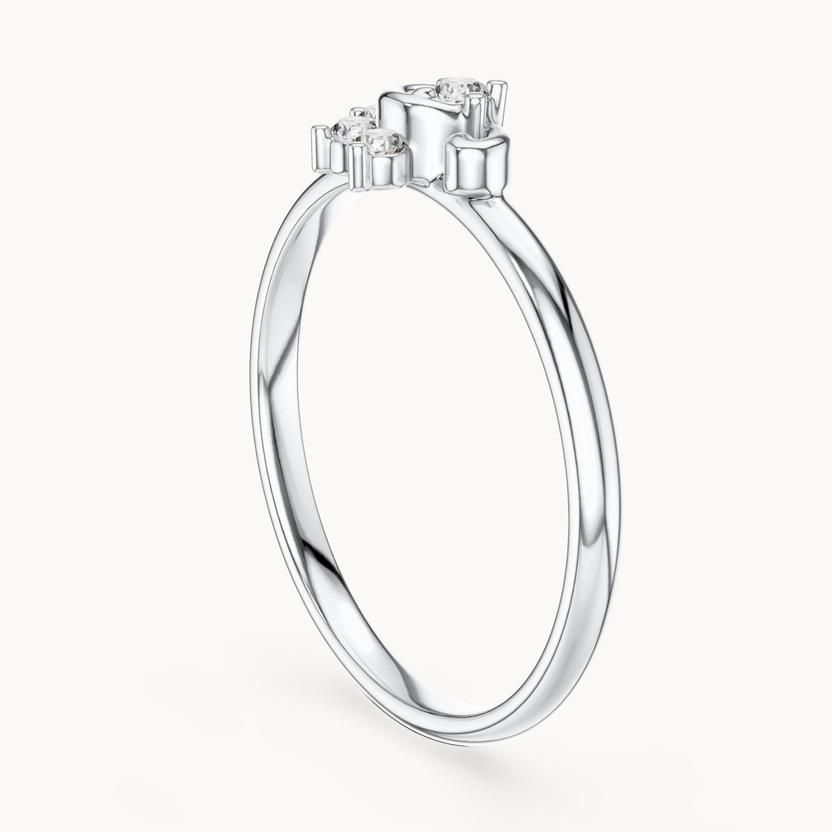 Round lab-grown diamond swirl cluster ring in white gold, 0.075 CT TW, view 1