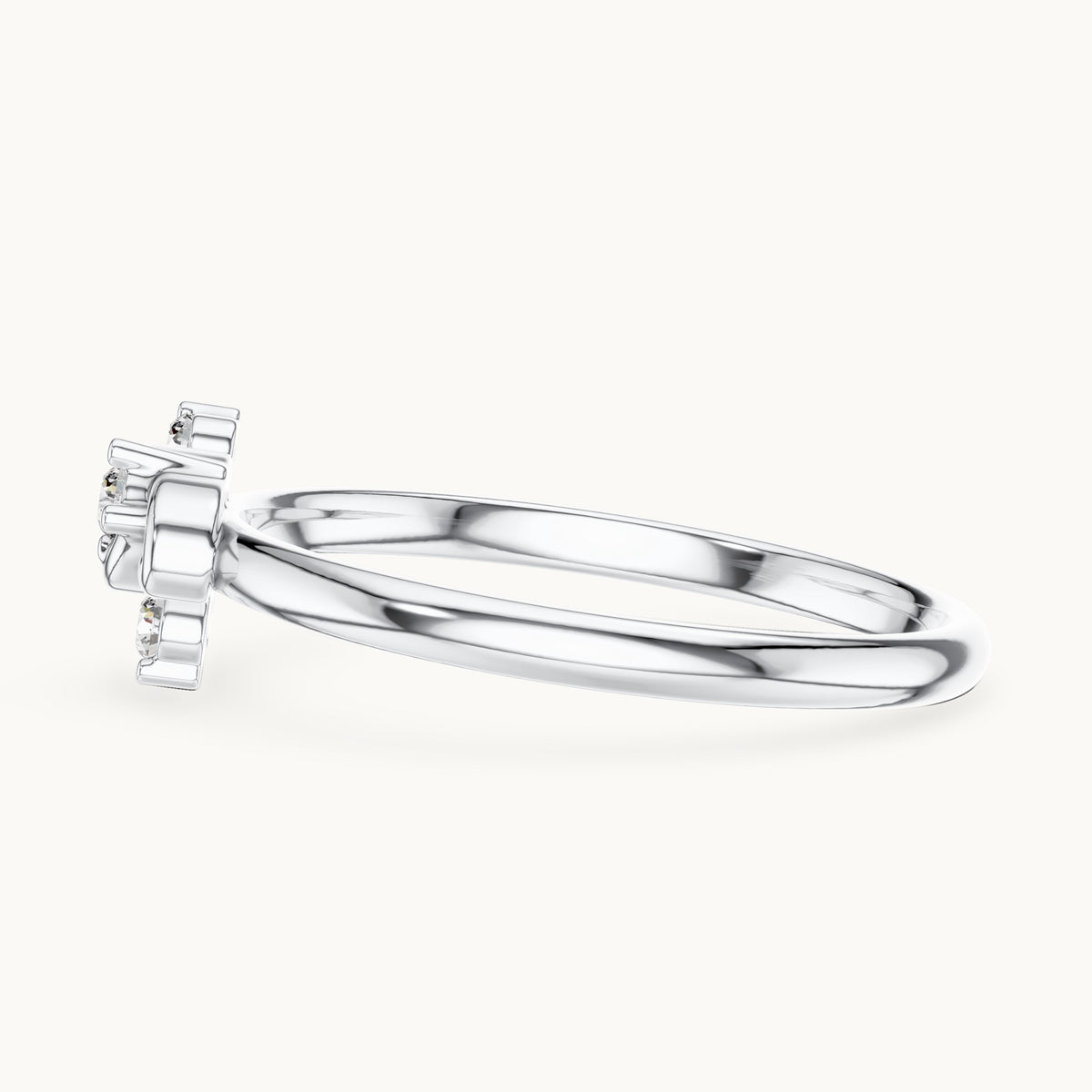 Round lab-grown diamond swirl cluster ring in white gold, 0.075 CT TW, view 3