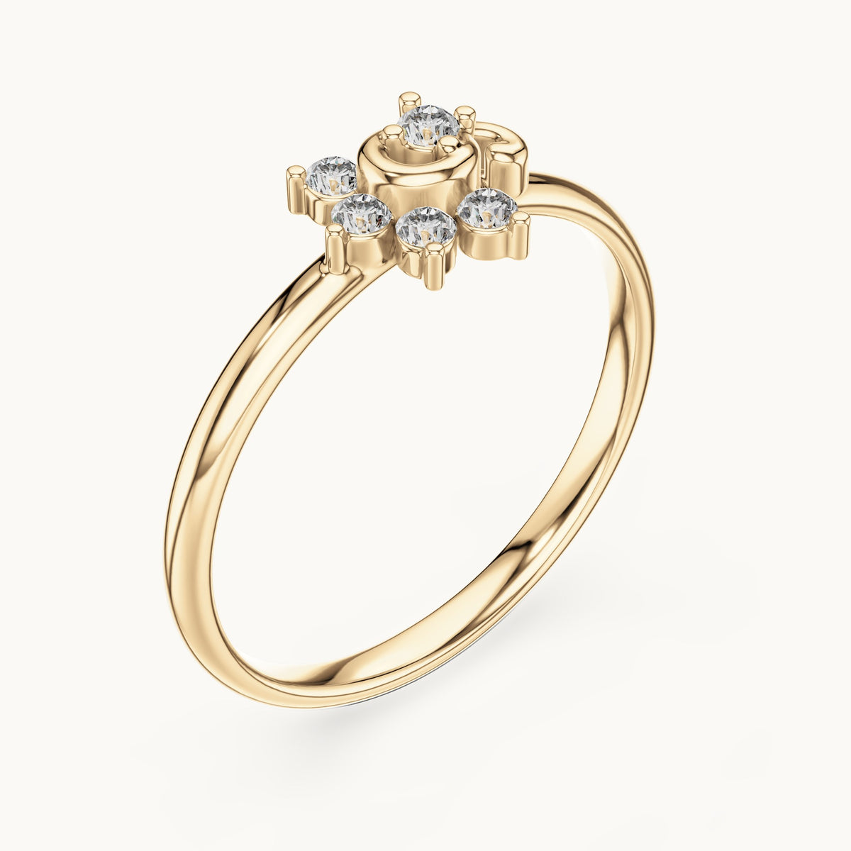 Round lab-grown diamond swirl cluster ring in yellow gold, 0.075 CT TW, view 2