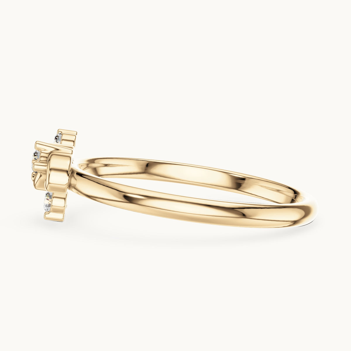 Round lab-grown diamond swirl cluster ring in yellow gold, 0.075 CT TW, view 3