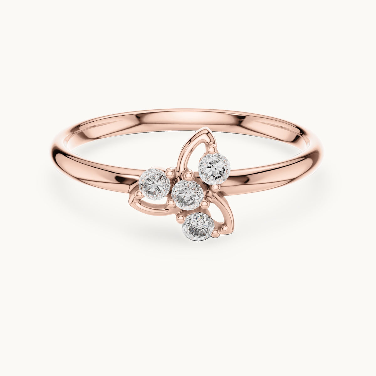 Round lab-grown diamond four-stone swirl cluster ring in rose gold, 0.06 CT TW, view 4