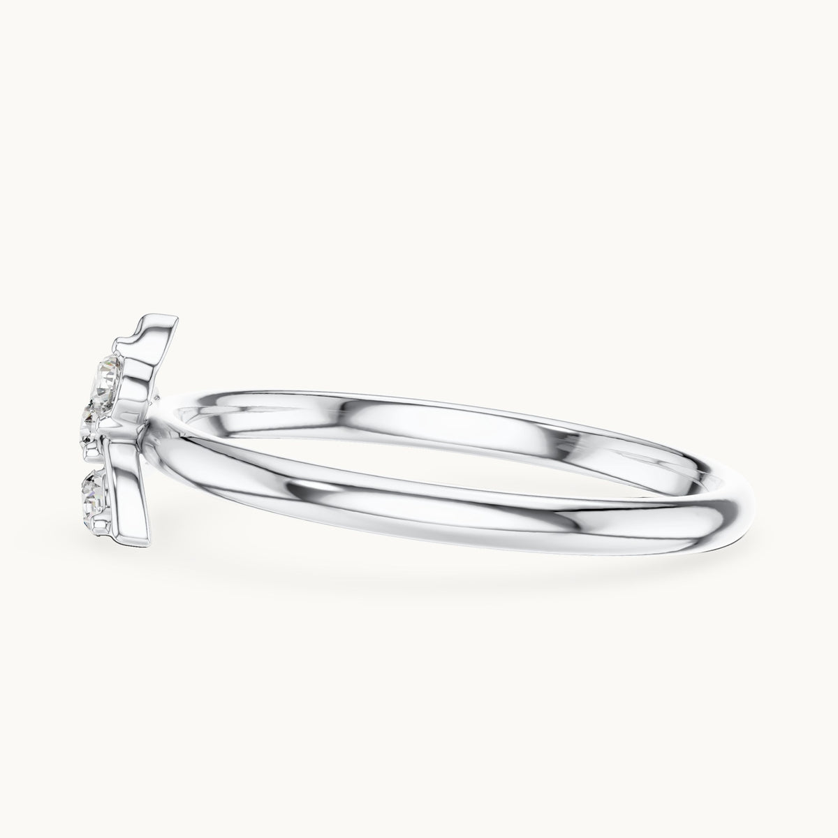 Round lab-grown diamond four-stone swirl cluster ring in white gold, 0.06 CT TW, view 3