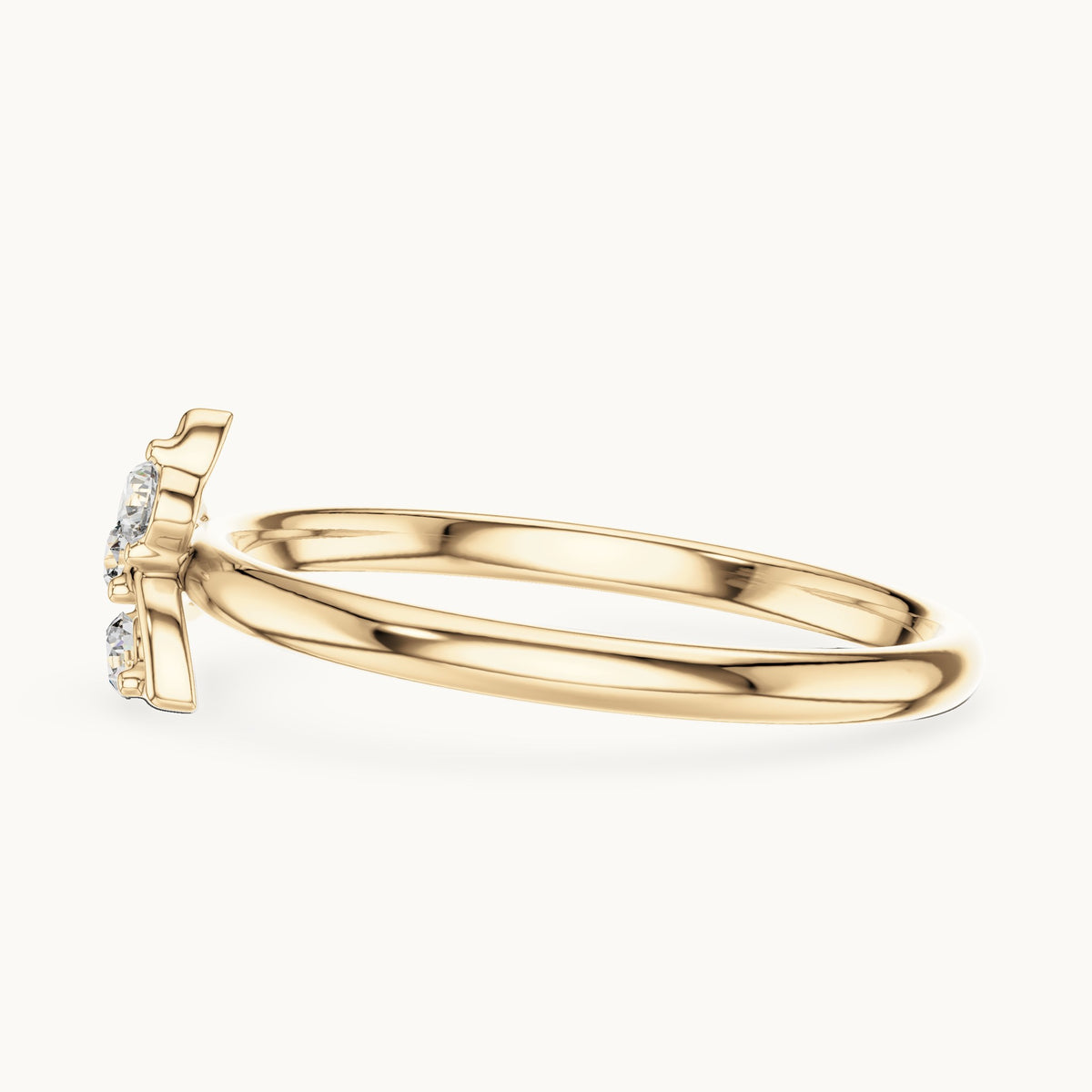 Round lab-grown diamond four-stone swirl cluster ring in yellow gold, 0.06 CT TW, view 3
