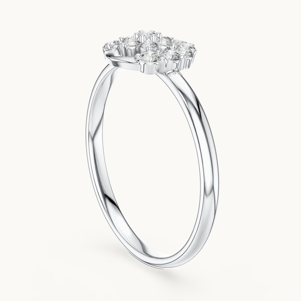 Round lab-grown diamond cluster halo ring in white gold, 0.168 CT TW, view 1
