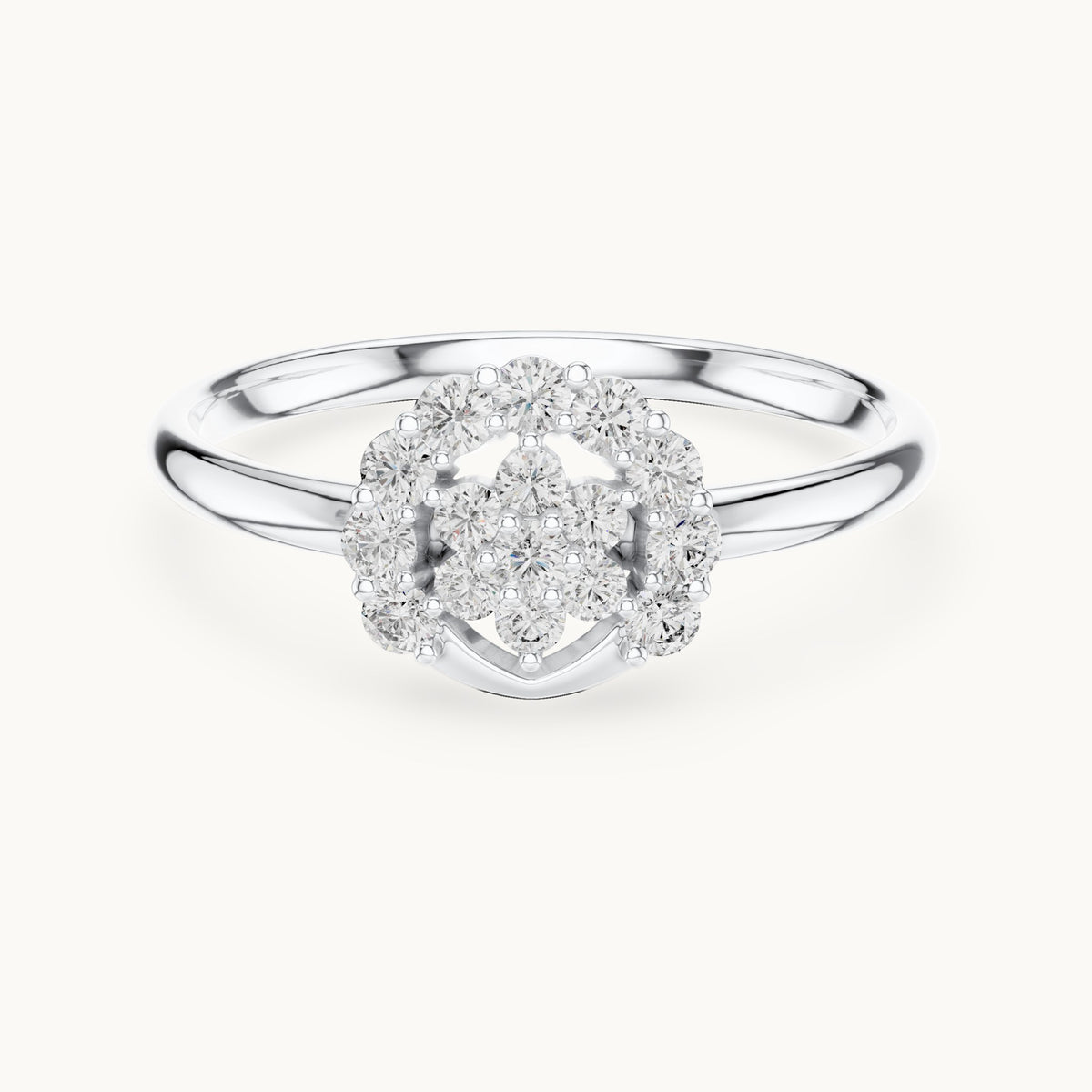 Round lab-grown diamond cluster halo ring in white gold, 0.168 CT TW, view 4
