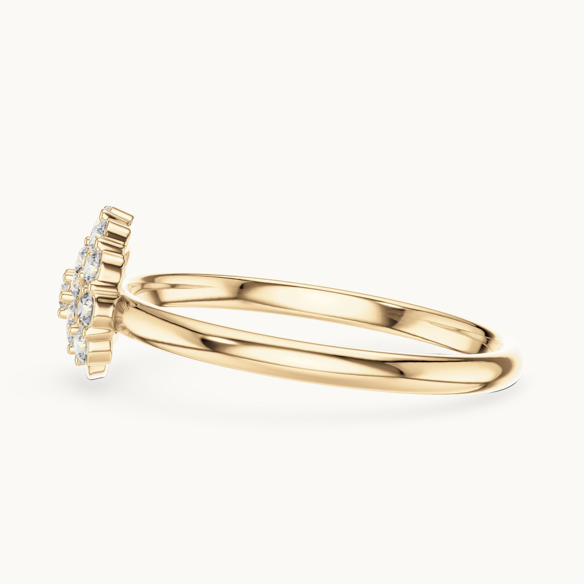 Round lab-grown diamond cluster halo ring in yellow gold, 0.168 CT TW, view 3